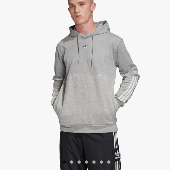 adidas Originals OUTLINE HOODIE FLEECE FM3914 Grey Heather